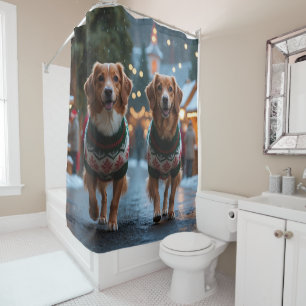 Nova Scotia Duck Toller Christmas Snow Holiday Shower Curtain