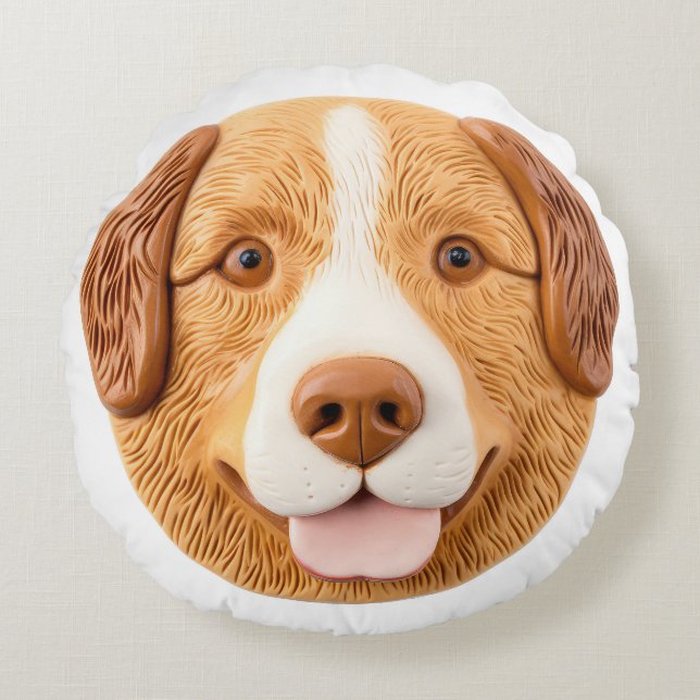 Nova Scotia Duck Toller Dog 3D Inspired Round Cushion (Front)