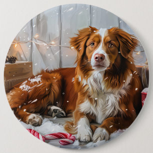 Nova Scotia Duck Toller Dog Christmas Festive 6 Cm Round Badge