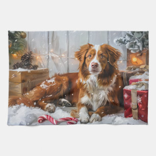 Nova Scotia Duck Toller Dog Christmas Festive Tea Towel