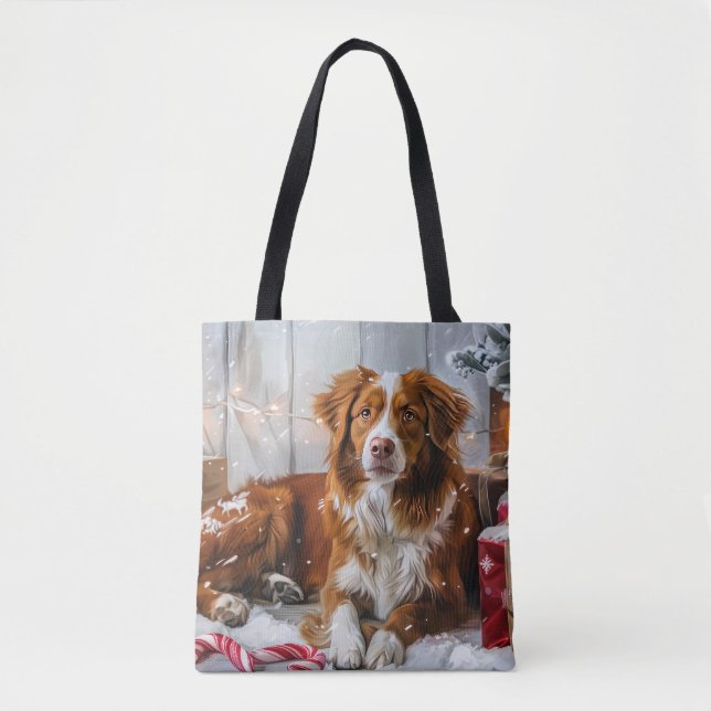 Nova Scotia Duck Toller Dog Christmas Festive Tote Bag (Front)