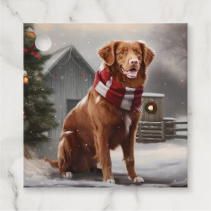 Nova Scotia Duck Toller Dog in Snow Christmas Favour Tags