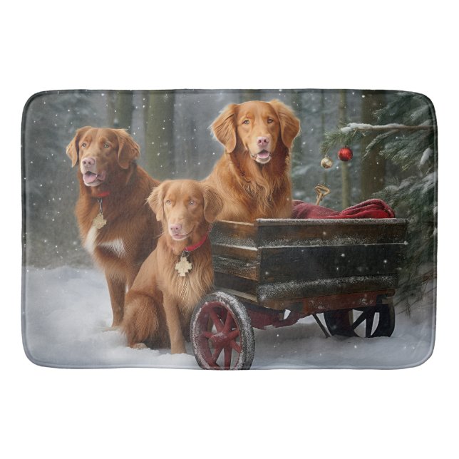 Nova Scotia Duck Toller Retriever Snowy Sleigh Bath Mat (Front)