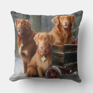 Nova Scotia Duck Toller Retriever Snowy Sleigh Cushion
