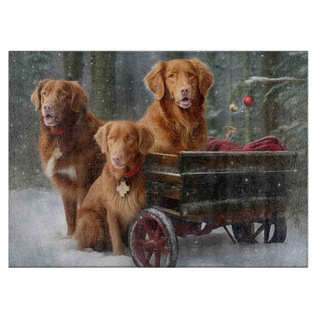Nova Scotia Duck Toller Retriever Snowy Sleigh Cutting Board (Front)