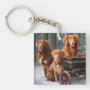 Nova Scotia Duck Toller Retriever Snowy Sleigh Key Ring