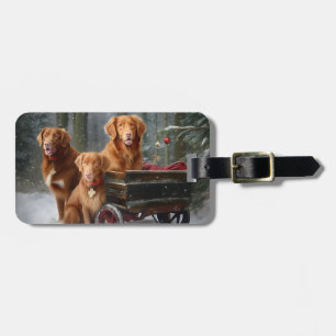 Nova Scotia Duck Toller Retriever Snowy Sleigh Luggage Tag