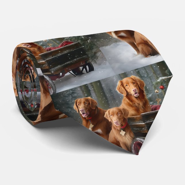 Nova Scotia Duck Toller Retriever Snowy Sleigh Tie (Rolled)