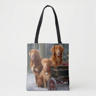 Nova Scotia Duck Toller Retriever Snowy Sleigh Tote Bag