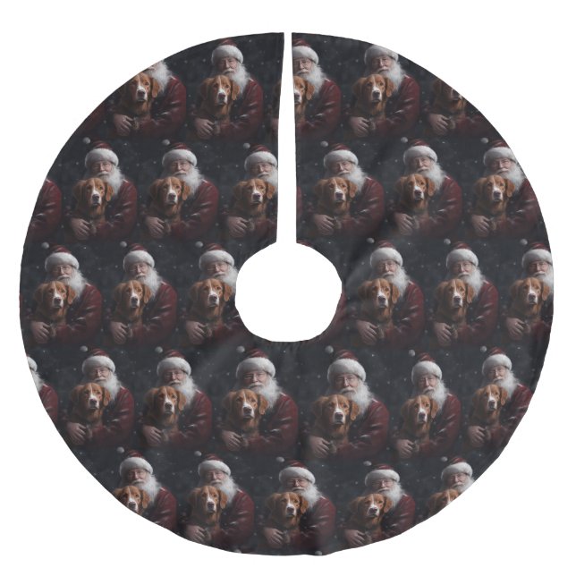 Nova Scotia Duck Toller With Santa Claus Festive Brushed Polyester Tree Skirt (Front)