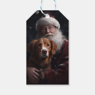 Nova Scotia Duck Toller With Santa Claus Festive Gift Tags