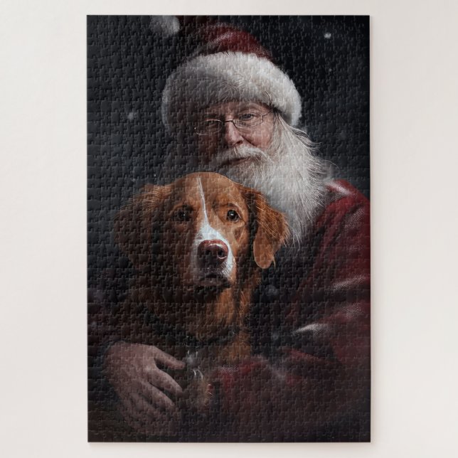 Nova Scotia Duck Toller With Santa Claus Festive Jigsaw Puzzle (Vertical)