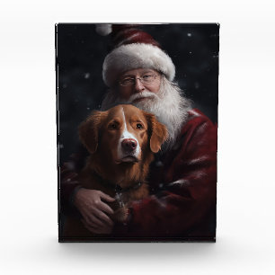 Nova Scotia Duck Toller With Santa Claus Festive Photo Block