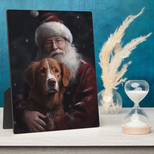 Nova Scotia Duck Toller With Santa Claus Festive Plaque (Side)