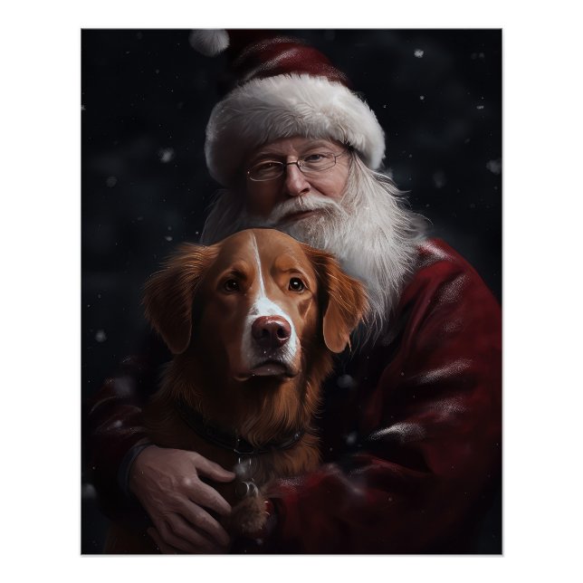 Nova Scotia Duck Toller With Santa Claus Festive Poster (Front)