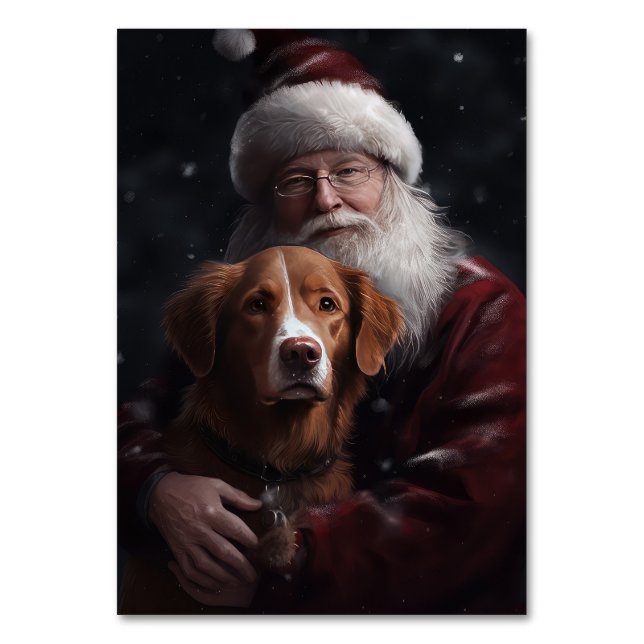 Nova Scotia Duck Toller With Santa Claus Festive Table Number (Front)