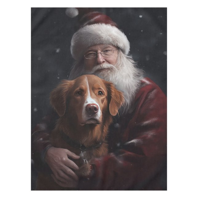Nova Scotia Duck Toller With Santa Claus Festive Tablecloth (Front)