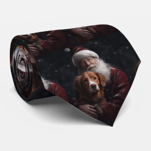 Nova Scotia Duck Toller With Santa Claus Festive Tie