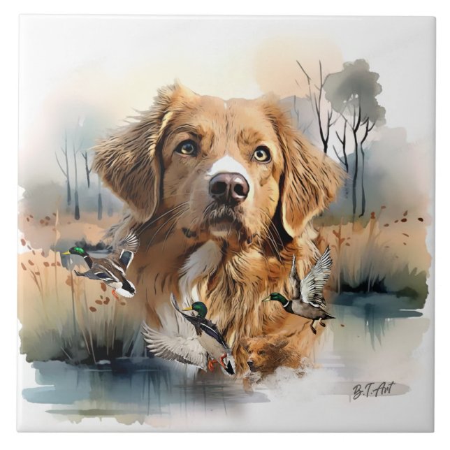 Nova Scotia Duck Tolling Retriever, Art Ceramic Tile (Front)