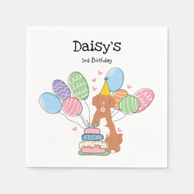 Nova Scotia Duck Tolling Retriever Birthday Paper Napkin (Front)