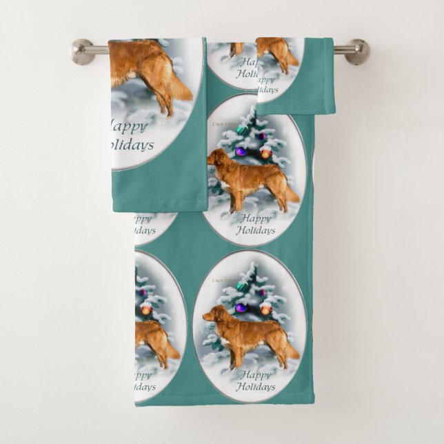 Nova Scotia Duck Tolling Retriever Christmas Bath Towel Set (Insitu)