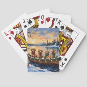 Nova Scotia Duck Tolling Retriever Christmas Boat  Playing Cards
