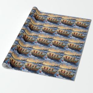 Nova Scotia Duck Tolling Retriever Christmas Boat Wrapping Paper