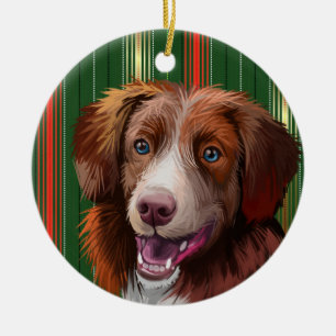 NOVA SCOTIA DUCK TOLLING RETRIEVER CHRISTMAS CERAMIC ORNAMENT