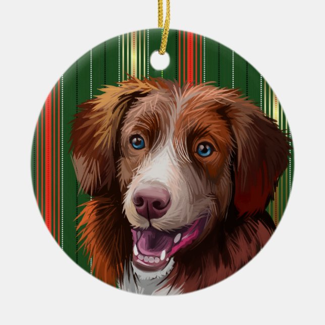 NOVA SCOTIA DUCK TOLLING RETRIEVER CHRISTMAS CERAMIC ORNAMENT (Front)