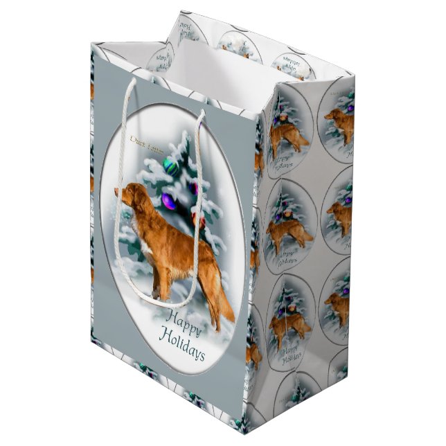 Nova Scotia Duck Tolling Retriever Christmas Medium Gift Bag (Front Angled)