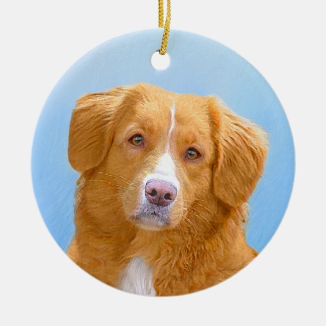 Nova Scotia Duck Tolling Retriever Dog Painting Ceramic Ornament (Front)