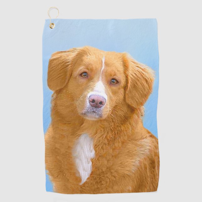 Nova Scotia Duck Tolling Retriever Dog Painting Golf Towel (Front)