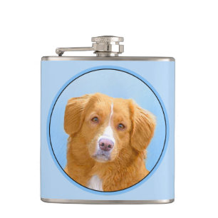 Nova Scotia Duck Tolling Retriever Dog Painting Hip Flask