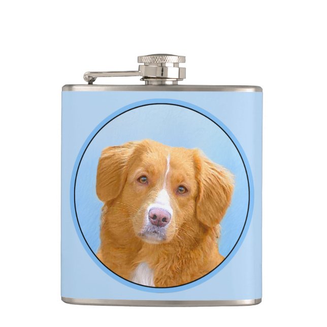 Nova Scotia Duck Tolling Retriever Dog Painting Hip Flask (Front)