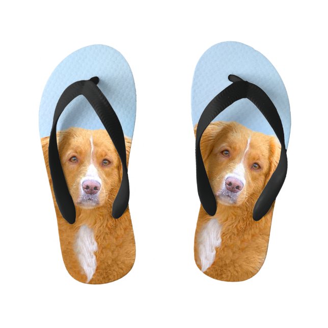 Nova Scotia Duck Tolling Retriever Dog Painting Kid's Thongs (Footbed)