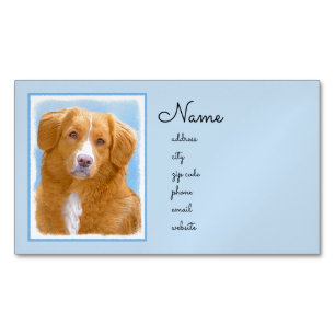 Nova Scotia Duck Tolling Retriever Dog Painting Magnetic Business Card