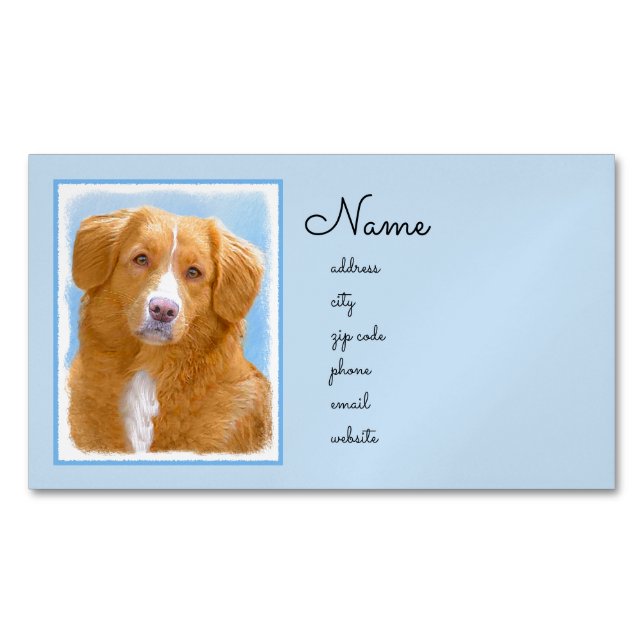 Nova Scotia Duck Tolling Retriever Dog Painting Magnetic Business Card (Front)