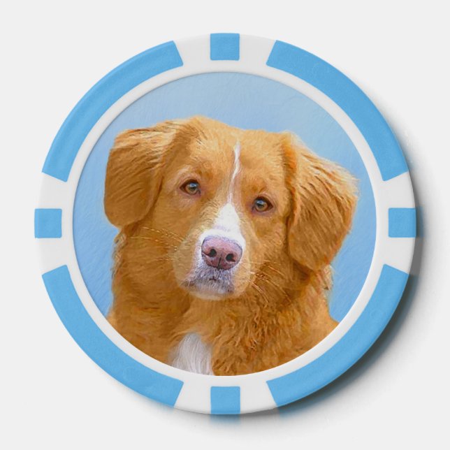 Nova Scotia Duck Tolling Retriever Dog Painting Poker Chips (Front)