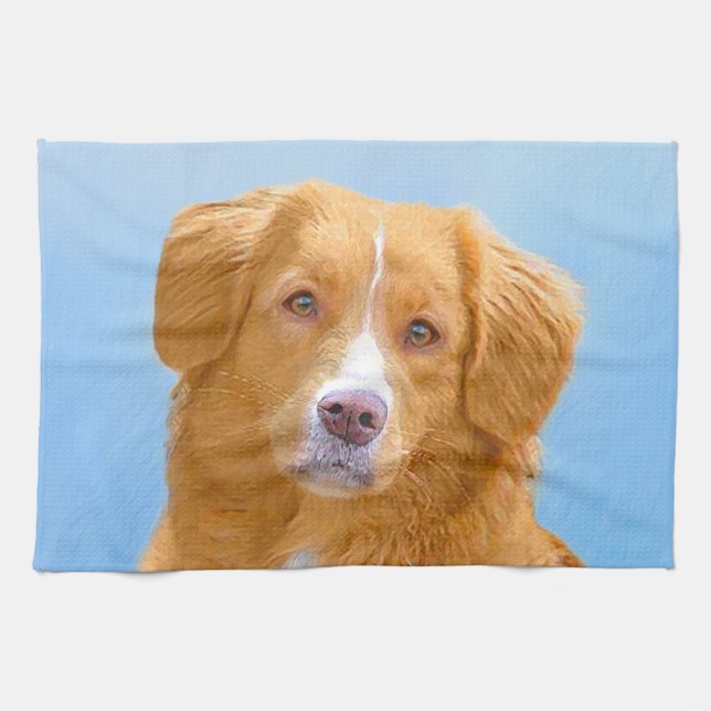 Nova Scotia Duck Tolling Retriever Dog Painting Tea Towel (Horizontal)