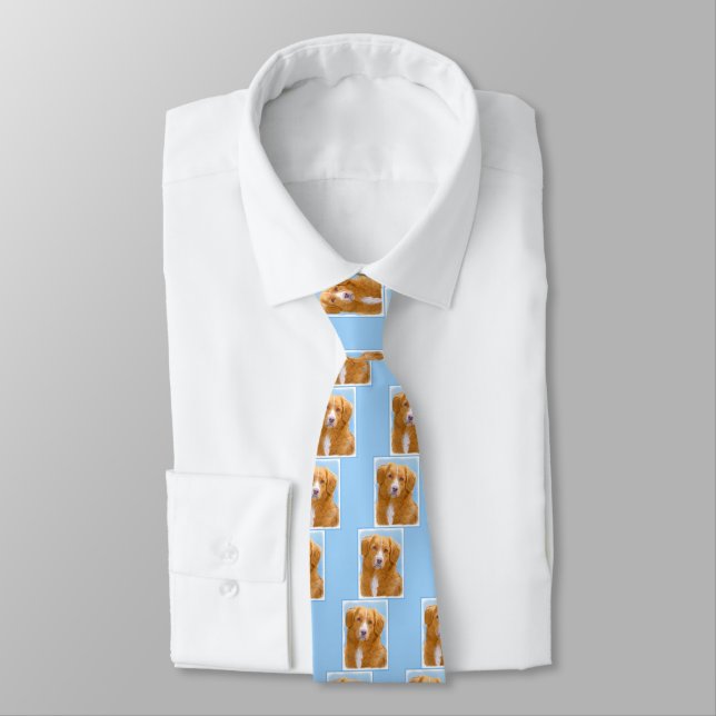 Nova Scotia Duck Tolling Retriever Dog Painting Tie (Tied)