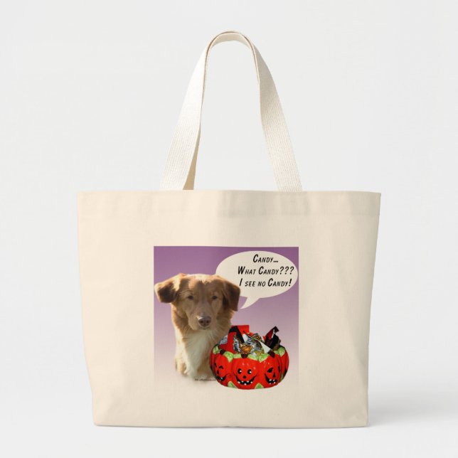 Nova Scotia Duck Tolling Retriever Halloween Candy Large Tote Bag (Front)