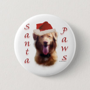 Nova Scotia Duck Tolling Retriever Santa Paws 6 Cm Round Badge