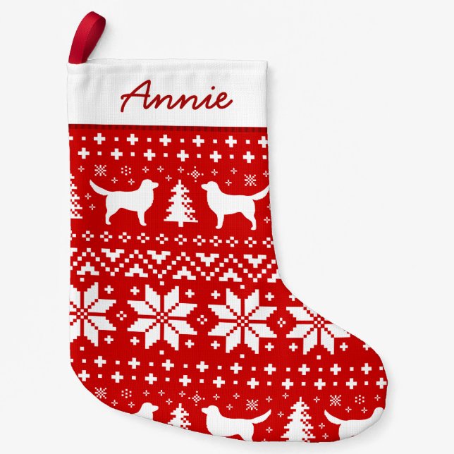 Nova Scotia Duck Tolling Retriever Silhouettes Small Christmas Stocking (Front)