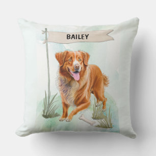 Nova Scotia Duck Tolling Retriever Watercolor Dog Cushion