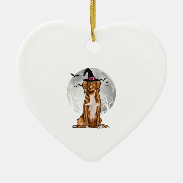 Nova Scotia Duck Tolling Retrievers Dog Witch Hat Ceramic Ornament (Front)