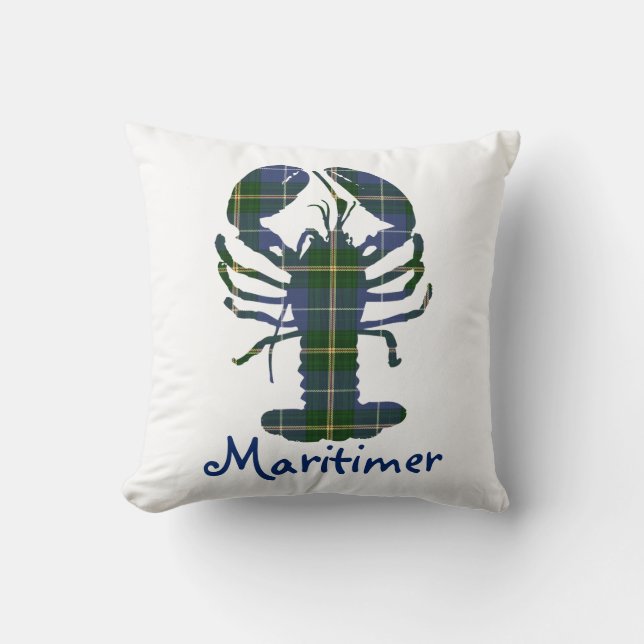 Nova Scotia Halifax Tartan maritimer love Lobster  Cushion (Front)