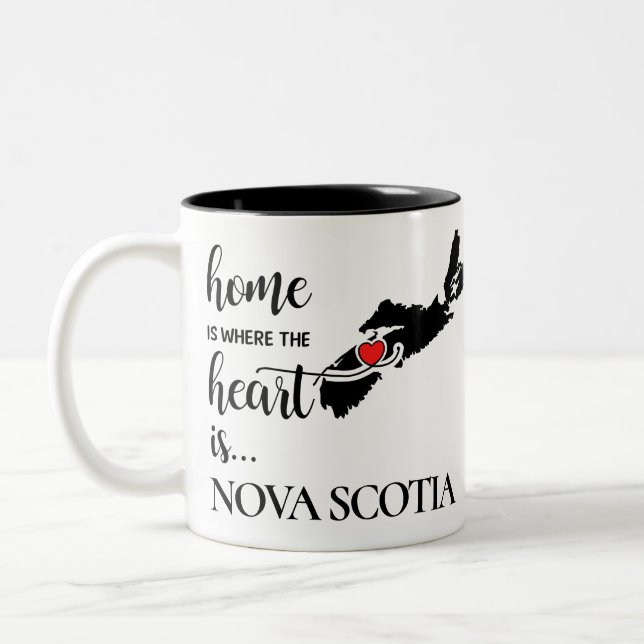 Nova Scotia home is where the heart is... Two-Tone Coffee Mug (Left)