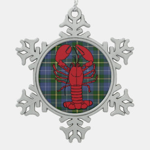 Nova Scotia Tartan lobster snowflake ornament