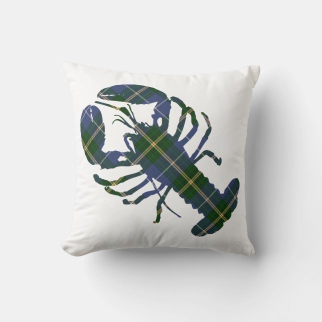 Nova Scotia Tartan Plaid Decorator Lobster pillow (Front)