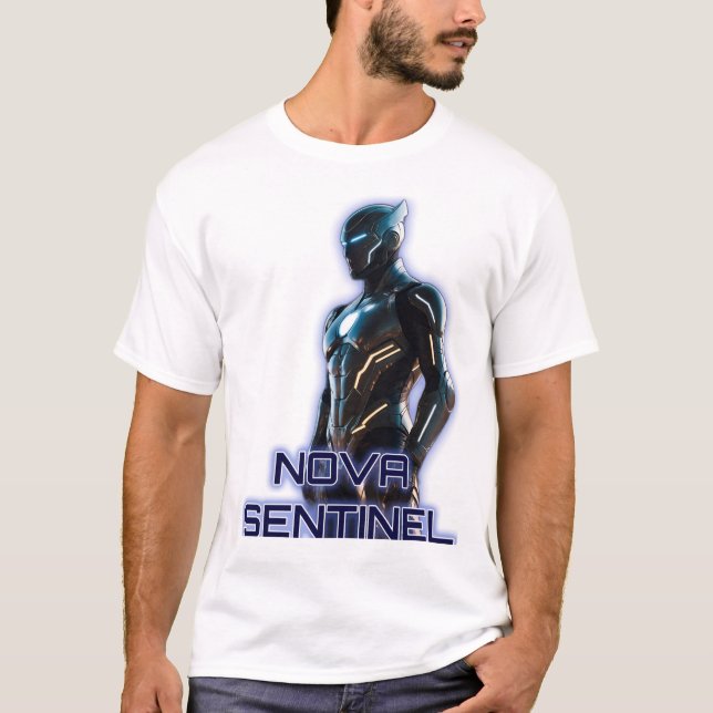 Nova Sentinel: Futuristic Hero T-Shirt  (Front)